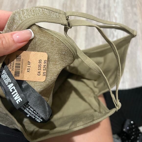 Pink Victoria Secret Sports Bra Olive Green Size XS - Picture 2 of 5